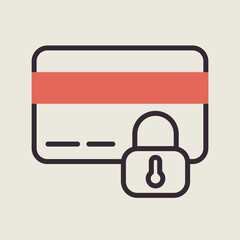 Credit card with lock vector icon