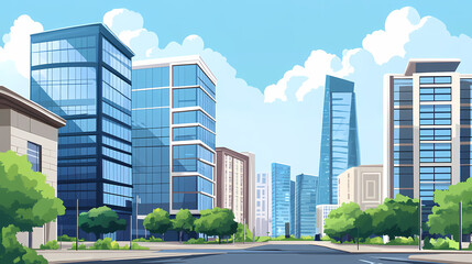 Modern architecture and cityscape a glimpse of urban life. Glimpse. Illustration