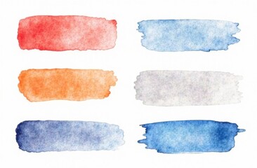 Watercolor brush strokes set