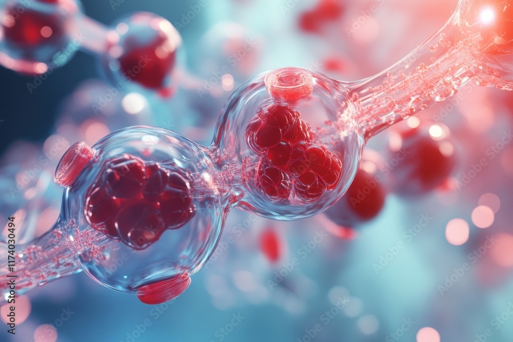 Poster exploring molecular structures and interactions in a vibrant scientific setting