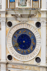 Obraz premium Italy, Venice. Piazza San Marco. Saint Mark's Clock Tower detail. Astrological symbols.