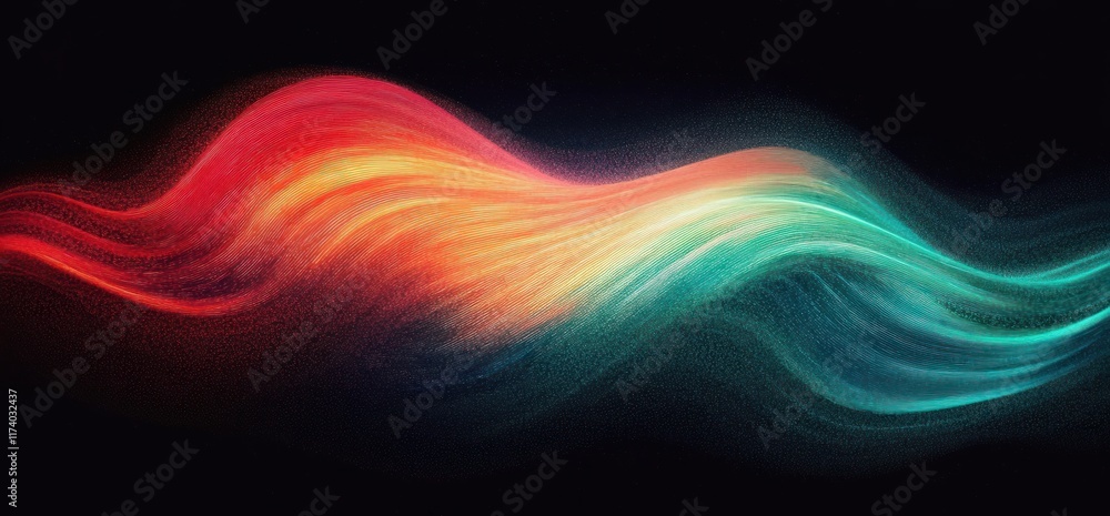 Poster vibrant abstract background gradient red green flowing wave glowing textured design