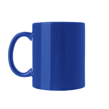 Blank blue cup isolated on white. Mockup for design