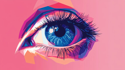 Illustration of an eye in colorful minimalist style Glimpse. Illustration