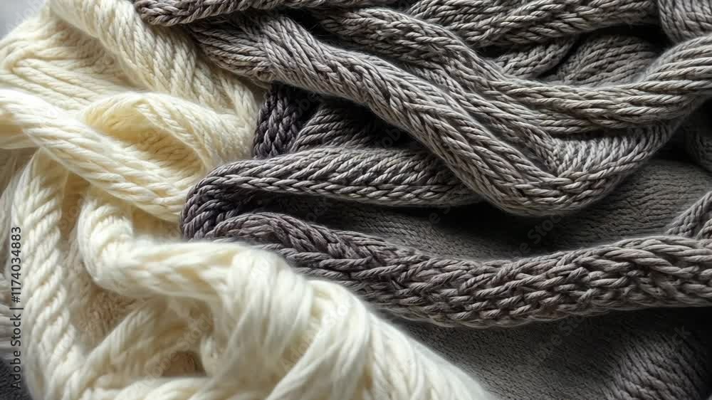 Aufkleber textured patterns of grey and cream yarns create a cozy atmosphere in a craft setting