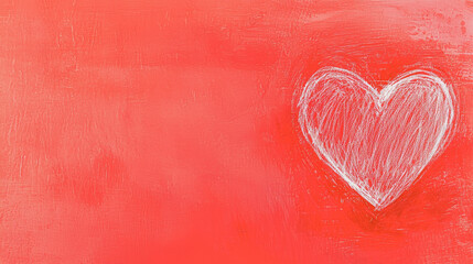 Red textured background with a sketched white heart.