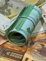 Currency stacked on banknotes