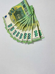 Neatly arranged banknotes on a surface