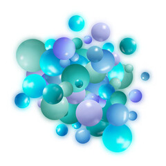 Blue realistic 3d balls. Design element. Png