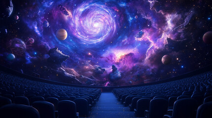 Immersive Planetarium Dome with Cosmic Galaxy Projection