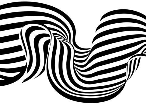 Abstract wave, black and white wavy stripes or lines design. Png - Powered by Adobe