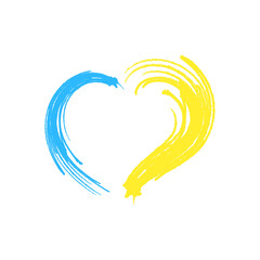 Heart in blue and yellow flowers. Abstract symbol.