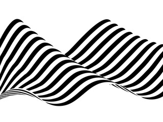 Optical art background, geometric wave design, black and white,stripes abstract . Png