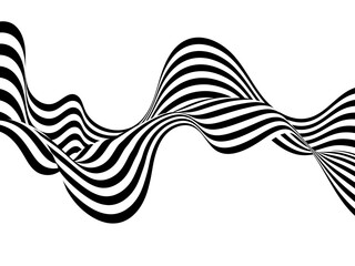 Optical art background, geometric wave design, black and white,stripes abstract . Png