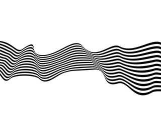 Optical art background, geometric wave design, black and white,stripes abstract . Png