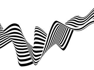 Black and white wavy stripes or lines design. Optical art. Png