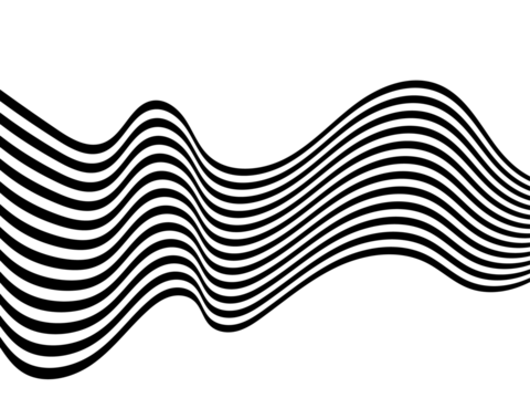 Abstract black and white wave. Png