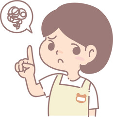 悩む保育士女性のイラスト