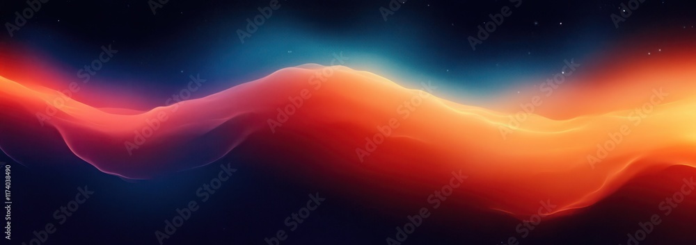 Poster gradient abstract background with smooth transitions of orange navy and teal colors ethereal lightin
