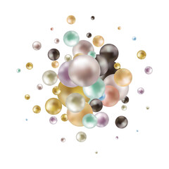 color balls, blur effect. 3d round spheres. Geometric design elements circle ball pattern. Flying shapes in empty space. Design for poster, banner, placard.  Png