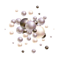 Abstract composition with 3d spheres. Pearls. Png