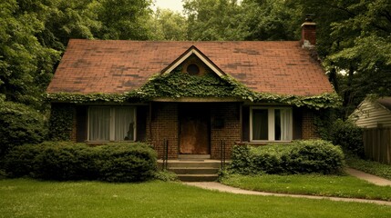 Overgrown House Surrounded by Nature's Richness
