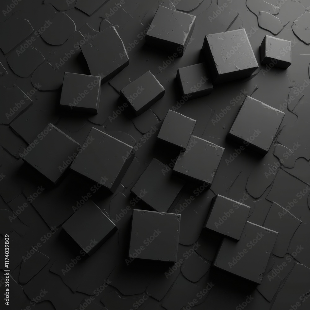 Poster black puzzle background with cubes