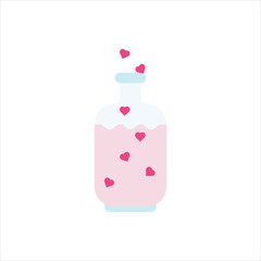 Bottle love flat icon vector design. Liquid heart icon design illustration. Valentines day theme illustration. 