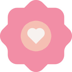 pink heart on white background, flower with love icon valentines day theme design illustration. 