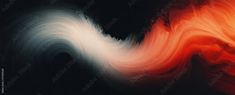 Poster abstract art swirling colors red white background dynamic composition high contrast dark gradient te