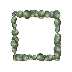Abstract pattern with glass green balls or precious pearls. Glossy realistic ball. Png