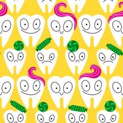 Medicine seamless teeth pattern for wrapping paper and fabrics and linens