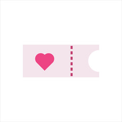 Pink love ticket flat icon vector design illustration. Valentines day love ticket illustration design. 