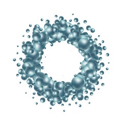 abstract pattern with blue balls or precious pearls. Glossy realistic ball. Png