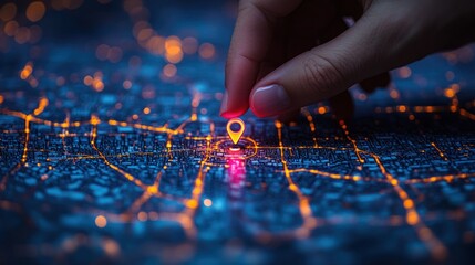 Digital Map Highlighting Location Pins for GPS Navigation and Route Planning