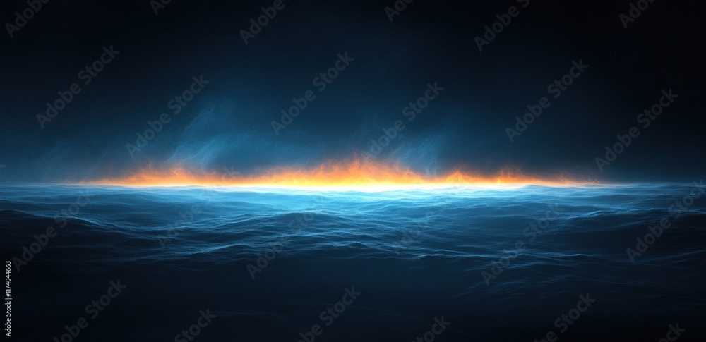 Aufkleber Glowing Blue Light Beam Abstract Gradient Background Noise Texture Design on Dark Backdrop