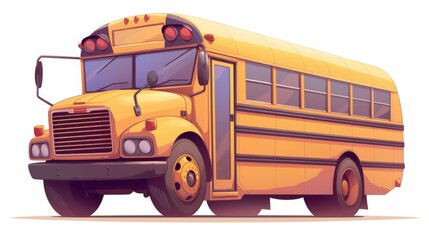 Yellow school bus vehicle illustration on isolated white background, viewed from the side. Ideal for education concepts, field trips, or transportation themes.


