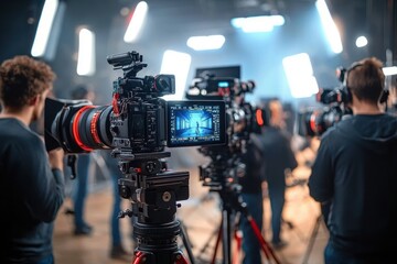 Film Crew Engaged in Production Day with Cameras and Soft Lighting
