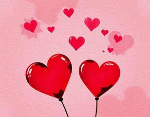 Valentine's Day card design. Illustration with oil paint. Pattern for printing on wall decorations, covers, wallpapers