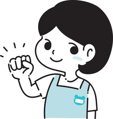 サムズアップをする保育士の女性のイラスト