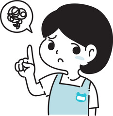 悩む保育士女性のイラスト