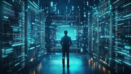 Fototapeta premium AI Predictive Maintenance in Data Center Automation with Monitoring and Optimization of Equipment Health