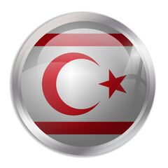 Northern Cyprus flag - glossy circle button displays a colorful flag representing a country cultural identity and heritage. The essence of national pride and unity.