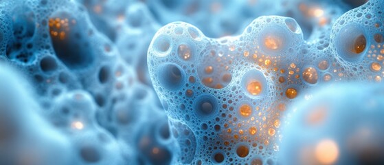 Abstract Microorganisms and White Blood Cells in Action for Immune Defense Health