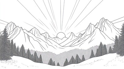 Majestic Mountain Sunrise Scenic Landscape Artwork