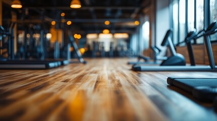 Obraz premium Empty Gym Interior With Equipment, Modern Fitness Center With Workout Cardio Machines
