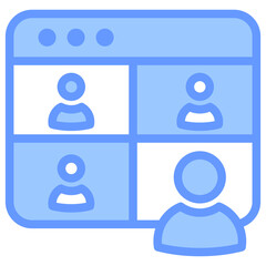 Virtual Classroom Icon Line Blue Style