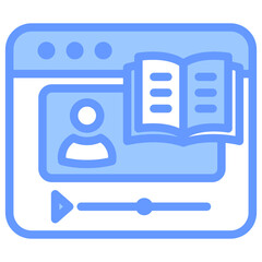 Video Lecture Icon Line Blue Style