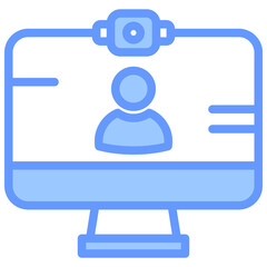 Live Session Icon Line Blue Style
