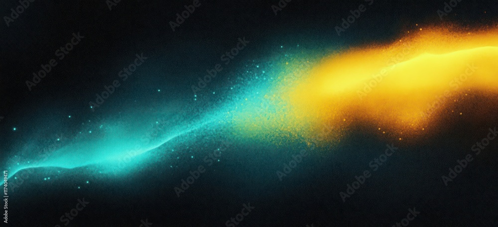 Aufkleber vibrant abstract art with teal and yellow gradients on dark background smooth transitions light diff